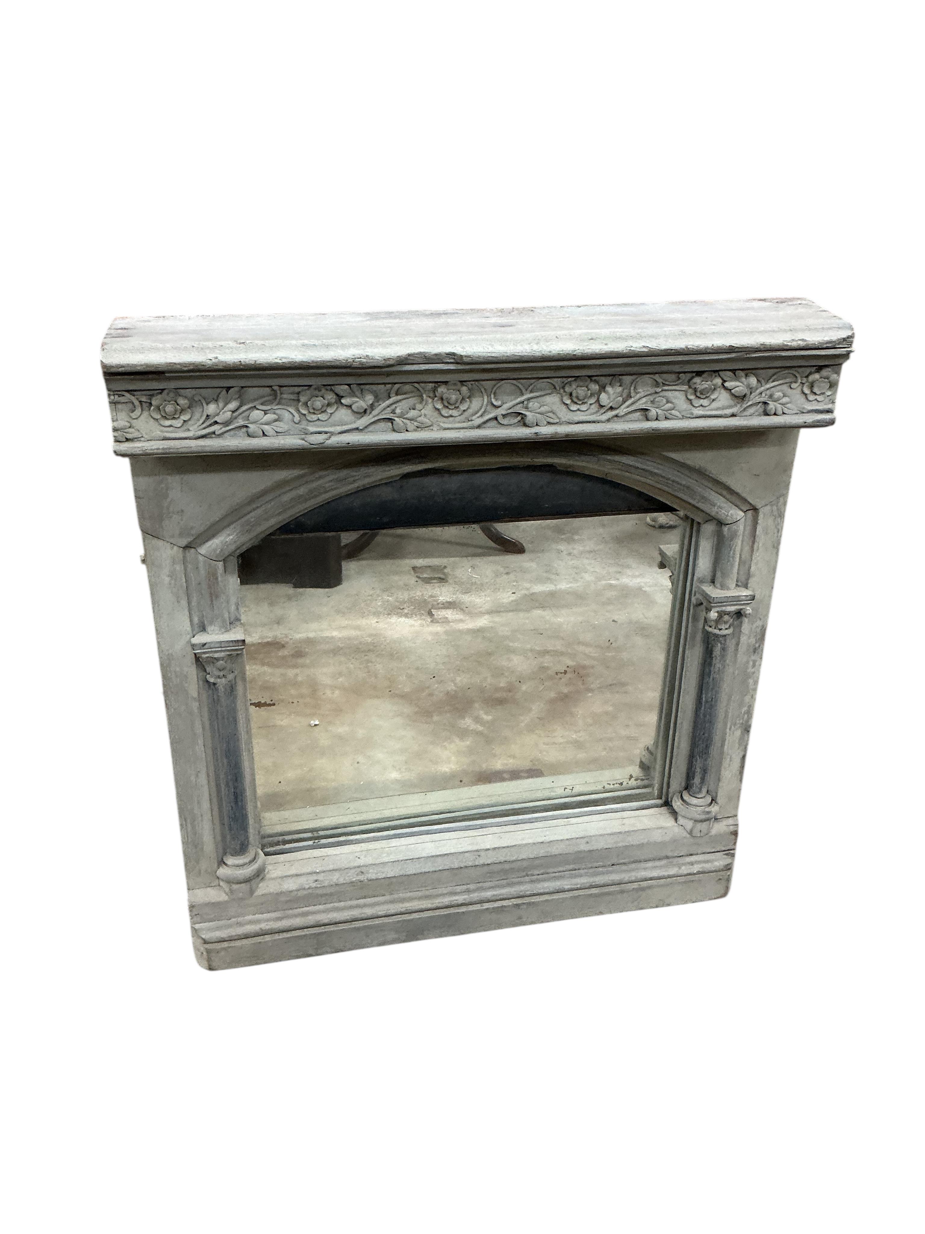 A Gothic style painted wall mirror, width 71cm, height 80cm, Provenance: From the private collection of leading British architect and designer, Graham Morrison OBE. From his home in the Grand Canal, Venice.